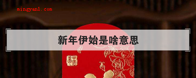 新年伊始是啥意思
