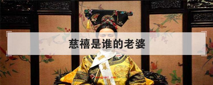 慈禧是谁的老婆