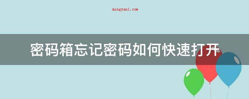 密码箱忘记密码如何快速打开