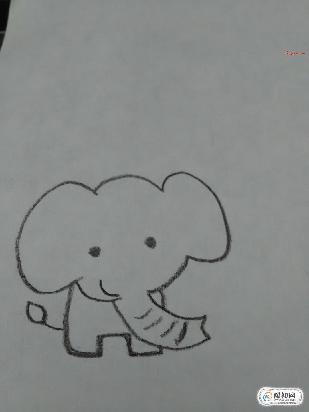 如何画大象简笔画步骤（数字画大象的头顶部、鼻部和人体）