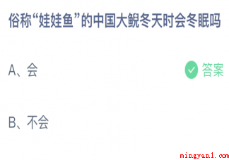 俗称娃娃鱼的中国大鲵冬天时会冬眠吗 蚂蚁庄园1月15日答案介绍 俗称娃娃鱼的中国大鲵冬天时会冬眠吗