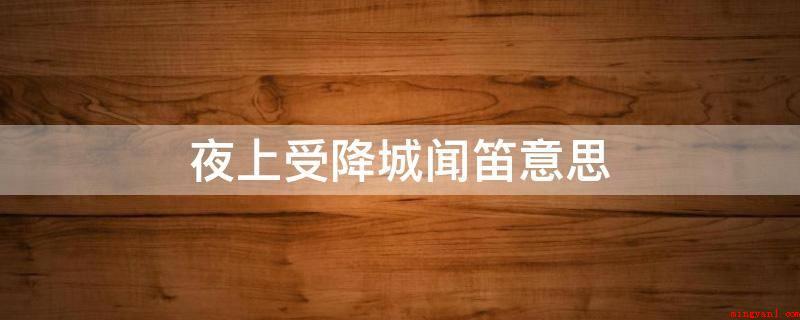 夜上受降城闻笛意思(自创参军诗50首,今存《李益集》2卷)