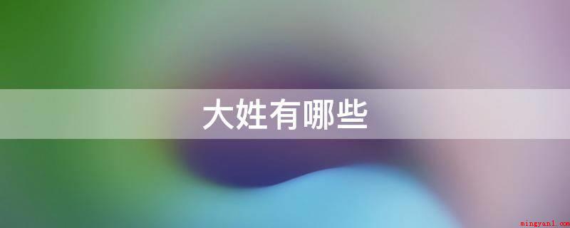 大姓有哪些(大姓有王、李、张、刘、陈、杨、黄、赵、周、徐、孙、胡等)