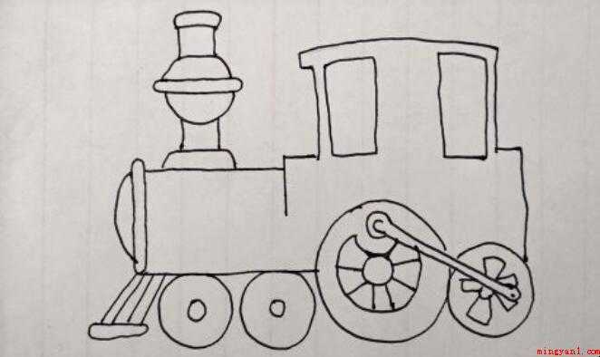 如何画卡通老火车头简笔画
