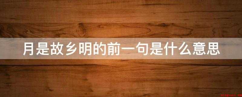 月是故乡明的前一句(《月夜忆舍弟》:戍鼓断人行,边秋一雁声)
