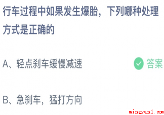 行车过程中发生爆胎下列哪种处理方式是正确的