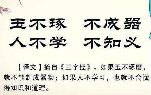 玉不琢不成器的下一句(原文玉不琢,不成器。人不学,不知义)