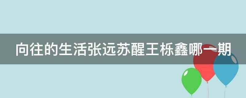 向往的生活张远苏醒王栎鑫哪一期（张远、苏醒、王栎鑫没有参加向往的生活）