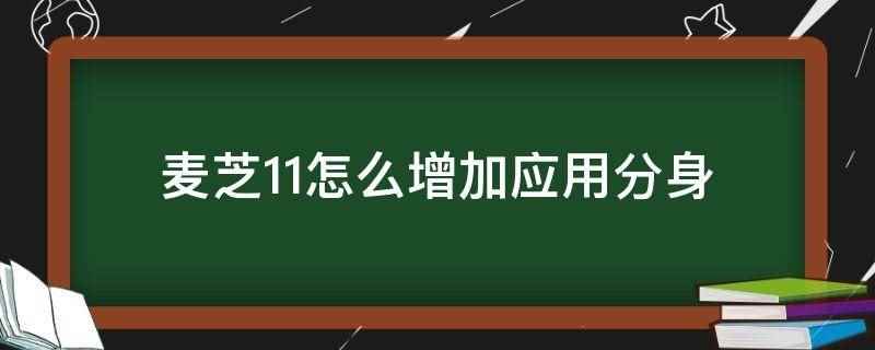 麦芝11怎么增加应用分身（微信分身的选项有哪些）