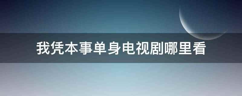 我凭本事单身电视剧哪里看(我凭本事单身电视剧在优酷视频APP观看)