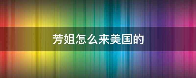 芳姐怎么来美国的（芳姐与妹妹的男同事开始网络交流,有翻译软件帮忙）