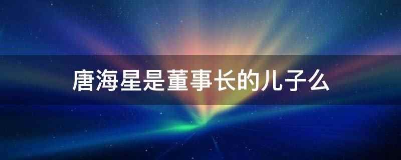 唐海星是董事长的儿子么(《破事精英》唐海星是董事长的儿子)