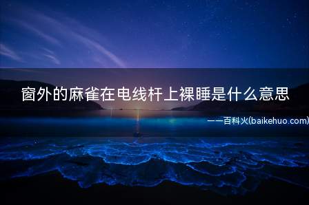 窗外的麻雀在电线杆上裸睡是什么梗（麻雀鸟裸睡有毛的好吗?）
