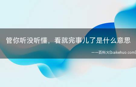 管你听没听懂，看就完事儿了是什么梗（不管你听没听懂(规则),然后往下看就搞清楚了的意思）