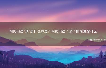 网络用语“顶”是什么意思?网络用语"顶"的来源是什么