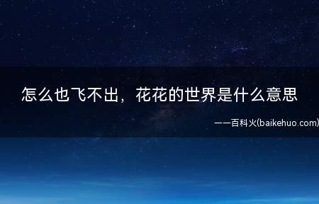 怎么也飞不出，花花的世界是什么梗（形容花花(歌手华晨宇)相关的曝料太多了,网民嗑瓜子比较忙）