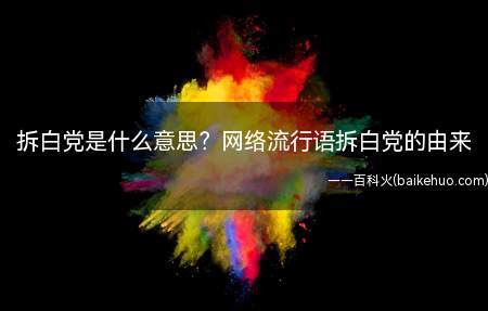 拆白党是什么意思？网络流行语拆白党的由来