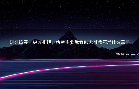 对你微笑,纯属礼貌,给脸不要我看你无可救药是什么意思
