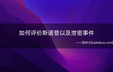 如何评价斯诺登以及泄密事件(政治从来不该和道德扯在一起)