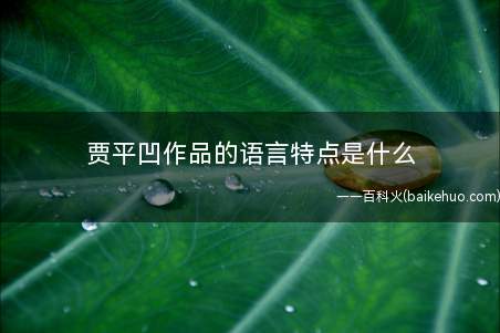 贾平凹作品的语言特点是什么
