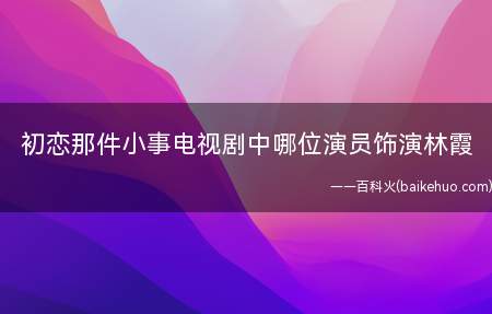 初恋那件小事电视剧中哪位演员饰演林霞