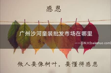 广州沙河童装批发市场在哪里