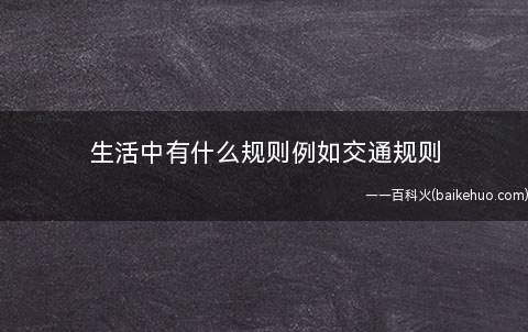生活中有什么规则例如交通规则
