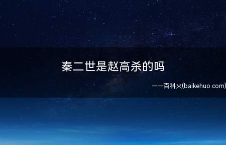 秦二世是赵高杀的吗