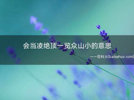 会当凌绝顶一览众山小的意思
