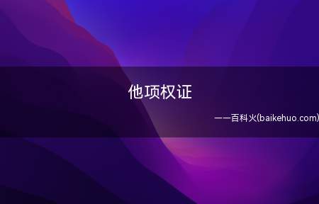 他项权证是什么意思