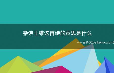 杂诗王维这首诗的意思是什么（《杂诗》译文:您从我们的故乡来,一定知道我们家乡的人情世态）