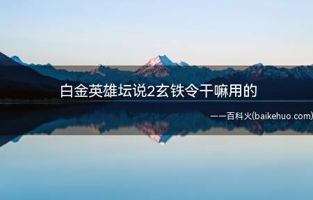 白金英雄坛说2玄铁令干嘛用的(白金英雄坛说2玄铁令用来学习暗器手法弹指神通)
