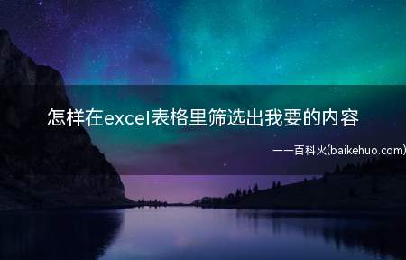 怎样在excel表格里筛选出我要的内容(怎样在excel表格里筛选出我要的内容的具体操作步骤)