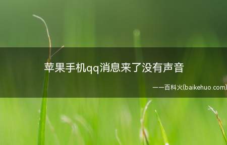 苹果手机qq消息来了没有声音(苹果手机qq消息来了没有声音的具体操作步骤)