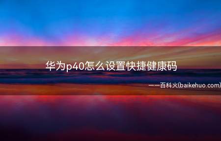 华为p40怎么设置快捷健康码(华为p40怎么设置快捷健康码的具体操作步骤)