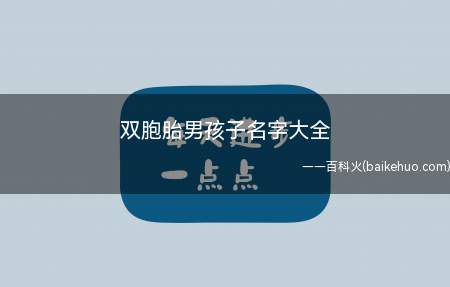 双胞胎男孩子名字大全(适合双胞胎男孩子的名字有哪些)