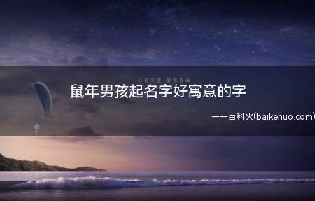 鼠年男孩起名字好寓意的字(鼠年男孩起名字好寓意的字推荐)
