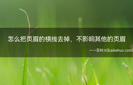怎么把页眉的横线去掉,不影响其他的页眉(怎么把页眉的横线去掉,不影响其他的页眉)