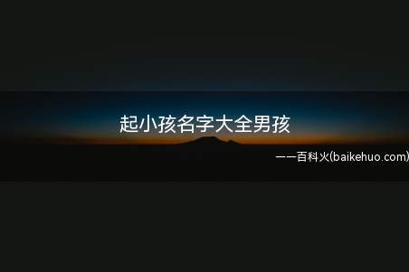 起小孩名字大全男孩（给男孩取名有哪些 起小孩名字大全）