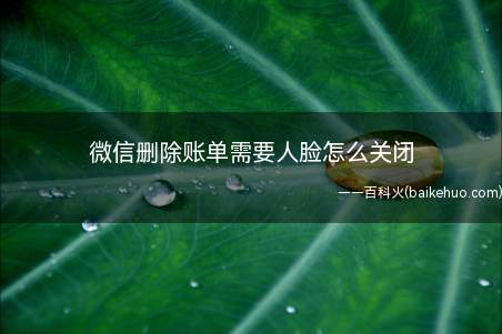 微信删除账单需要人脸怎么关闭(微信关闭账单,删除人脸功能的方法)