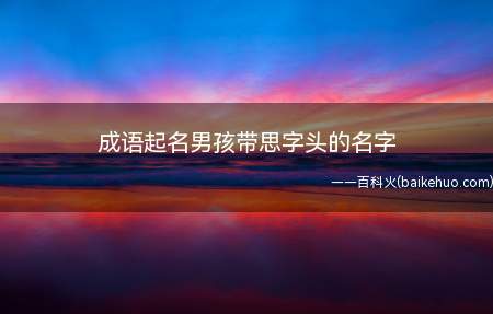 成语起名男孩带思字头的名字(成语起名男孩带思字头的名字大全)