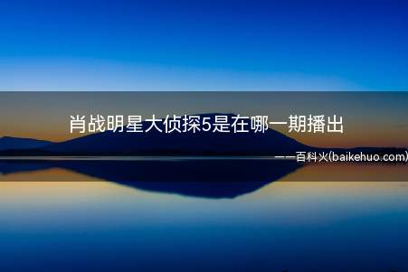 肖战明星大侦探5是在哪一期播出