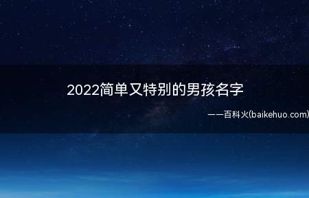 2022简单又特别的男孩名字