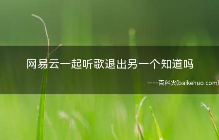 网易云一起听歌退出另一个知道吗(网易云一起听歌退出另一个会知道)