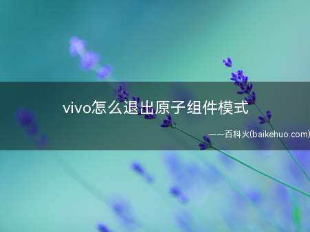vivo怎么退出原子组件模式