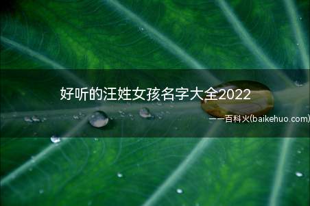 好听的汪姓女孩名字大全2022（2022年好听的汪姓女孩名字）