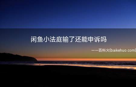 闲鱼小法庭输了还能申诉吗