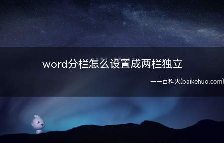 word分栏怎么设置成两栏独立(ASUS U4700I系统)