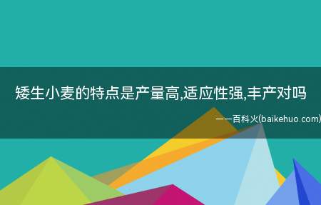 矮生小麦的特点是产量高,适应性强,丰产对吗