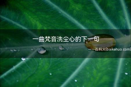 一曲梵音洗尘心的下一句(一曲梵音洗尘心的下一句是什么)